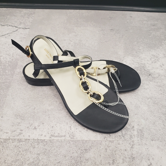 Bruno Magli Shoes - BRUNO MAGLI Marina Leather Embellished Thong Sandal - Black, 40